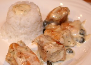 Chicken with cream sauce and capers