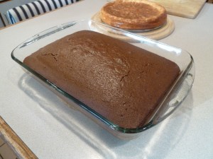 Chocolate cake out of the oven