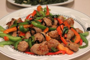 Sausages with peppers