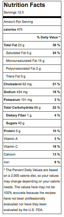 Nutritional information for Cake with Orange and Chocolate Sprinkles